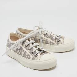 Pre Owned Dior White Canvas Rubber Walk'n'Dior Sneakers 36