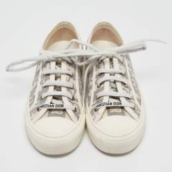 Pre Owned Dior White Canvas Rubber Walk'n'Dior Sneakers 36