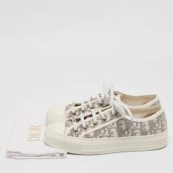 Pre Owned Dior White Canvas Rubber Walk'n'Dior Sneakers 36