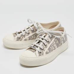 Pre Owned Dior White Canvas Rubber Walk'n'Dior Sneakers 36
