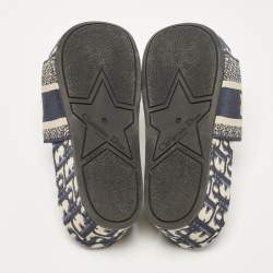 Dior Navy Blue/White Embroidered Canvas D-Way Platform Sandals Size 36