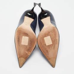 Pre Owned Dior Blue Leather Pointed Toe Pumps Size 38.5