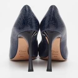 Pre Owned Dior Blue Leather Pointed Toe Pumps Size 38.5