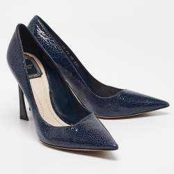 Pre Owned Dior Blue Leather Pointed Toe Pumps Size 38.5