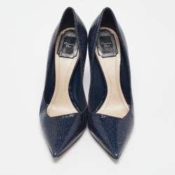 Pre Owned Dior Blue Leather Pointed Toe Pumps Size 38.5