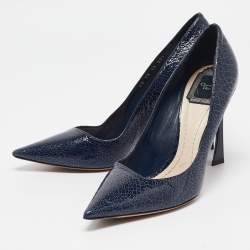Pre Owned Dior Blue Leather Pointed Toe Pumps Size 38.5