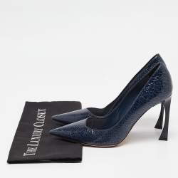 Pre Owned Dior Blue Leather Pointed Toe Pumps Size 38.5