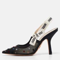 Pre Owned Dior Black Lace and Mesh J'Adior Pumps Size 35.5