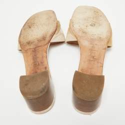 Dior Pink/White Embroidered  Canvas Dway Slide Sandals Size 39