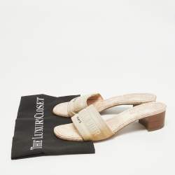 Dior Pink/White Embroidered  Canvas Dway Slide Sandals Size 39