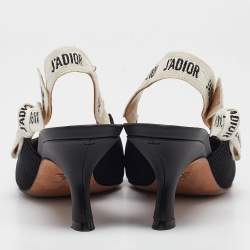 Dior Black Technical Fabric J'adior Slingback Pumps Size 38