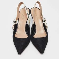 Dior Black Technical Fabric J'adior Slingback Pumps Size 38