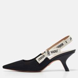 Dior Black Technical Fabric J'adior Slingback Pumps Size 38