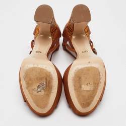 Dior Brown Leather and Suede Rainbow Stellar Sandals Size 39
