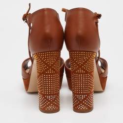 Dior Brown Leather and Suede Rainbow Stellar Sandals Size 39