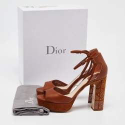 Dior Brown Leather and Suede Rainbow Stellar Sandals Size 39