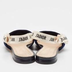 مملوكة مسبقًا Dior Navy Blue Velvet J'Adior Slingback Sandals Size 39