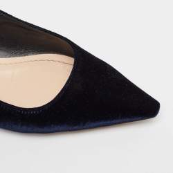 مملوكة مسبقًا Dior Navy Blue Velvet J'Adior Slingback Sandals Size 39