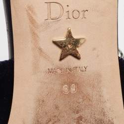 مملوكة مسبقًا Dior Navy Blue Velvet J'Adior Slingback Sandals Size 39