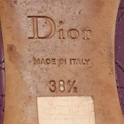 Pre Owned Dior Purple Cannage Leather Bow Ballet Flats Size 38.5