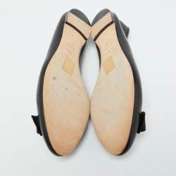 Pre Owned Dior Black Leather Bow Ballet Flats Size 40