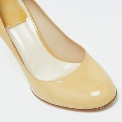 Pre Owned Dior Beige Patent Leather Round Toe Pumps Size 38