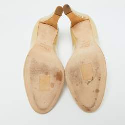 Pre Owned Dior Beige Patent Leather Round Toe Pumps Size 38