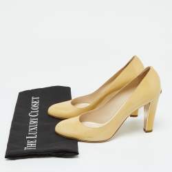 Pre Owned Dior Beige Patent Leather Round Toe Pumps Size 38