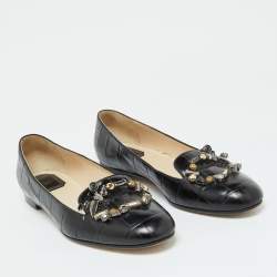 Dior Black Croc Embossed Leather Crystal Embellished Slip On Loafers Size 40.5