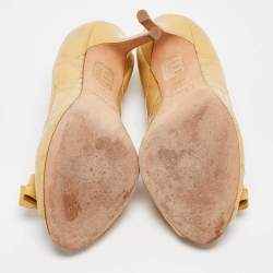 Pre Owned Dior Yellow Patent Leather Peep Toe Pumps Size 38.5