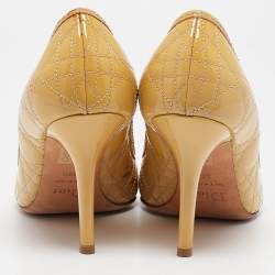 Pre Owned Dior Yellow Patent Leather Peep Toe Pumps Size 38.5