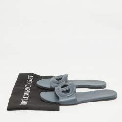 Pre Owned Dior Grey Leather D-Club Flat Slides Size 41
