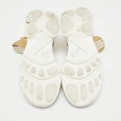 Pre Owned Dior Gold Glitter Stretch Fabric Sock High Top Sneakers Size 37.5