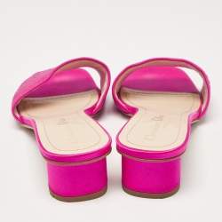 مملوكة مسبقًا Dior Magenta Embroidered Satin Dway Slide Sandals Size 37.5