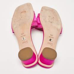 مملوكة مسبقًا Dior Magenta Embroidered Satin Dway Slide Sandals Size 37.5