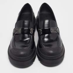 Dior Black Patent Leather Platform Loafers Size 37.5