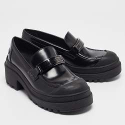 Dior Black Patent Leather Platform Loafers Size 37.5