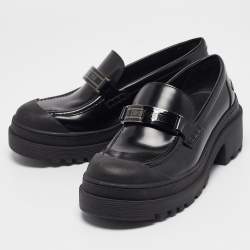 Dior Black Patent Leather Platform Loafers Size 37.5