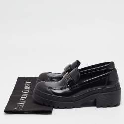 Dior Black Patent Leather Platform Loafers Size 37.5