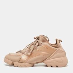 Dior Beige PVC and Neoprene D-Connect Sneakers Size 37.5