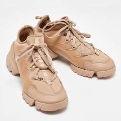 Dior Beige PVC and Neoprene D-Connect Sneakers Size 37.5