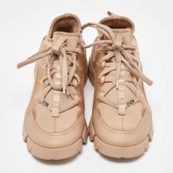 Dior Beige PVC and Neoprene D-Connect Sneakers Size 37.5