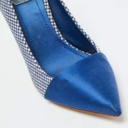 Dior Blue Woven Canvas Dolce Vita Espadrille Wedge Pumps Size 36.5