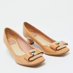 Pre Owned Dior Beige Patent Leather Pumps Size 37.5