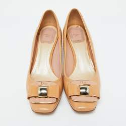 Pre Owned Dior Beige Patent Leather Pumps Size 37.5