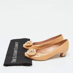 Pre Owned Dior Beige Patent Leather Pumps Size 37.5