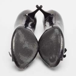 Pre Owned Dior Black Leather Bow Peep Toe Pumps Size 39