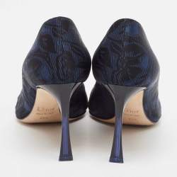 Dior Navy Blue/Black Printed Fabric Pointed Toe Pumps Size 35.5