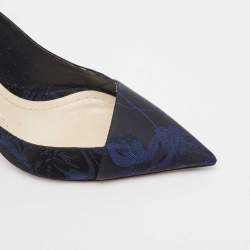 Dior Navy Blue/Black Printed Fabric Pointed Toe Pumps Size 35.5