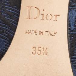 Dior Navy Blue/Black Printed Fabric Pointed Toe Pumps Size 35.5